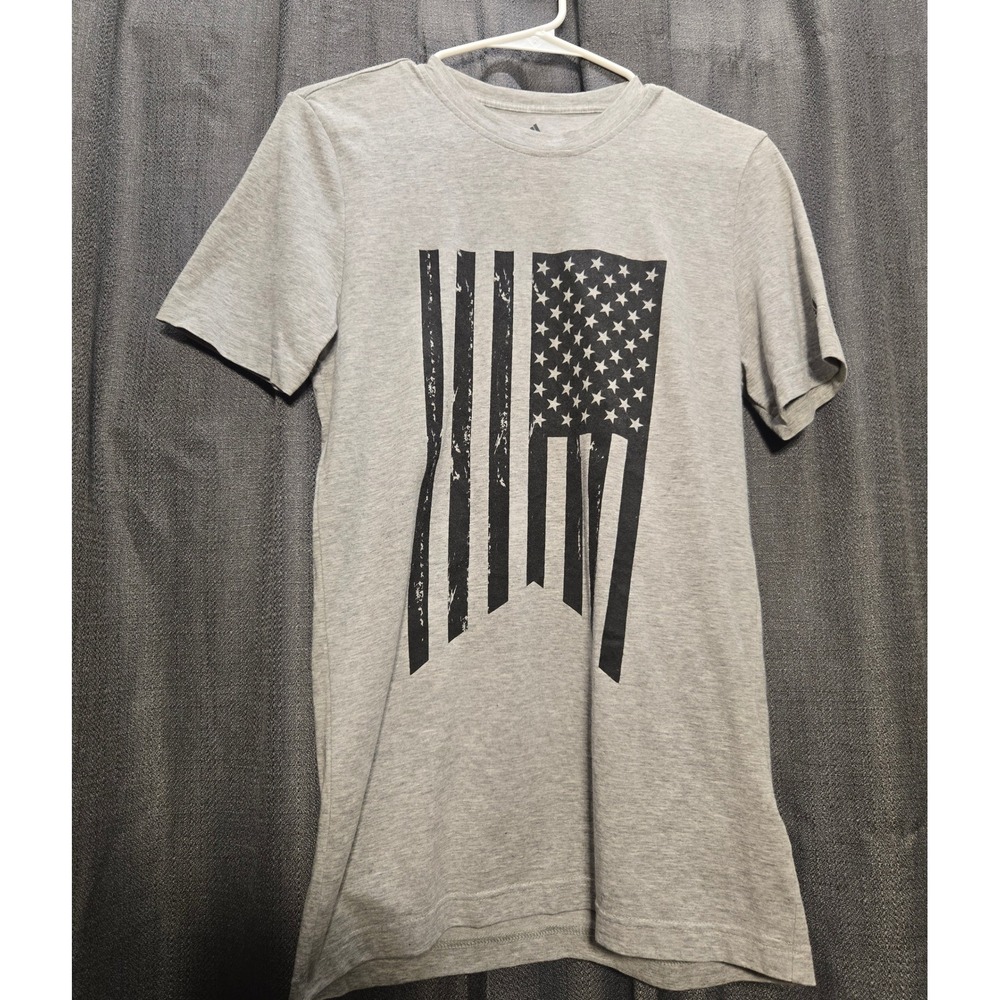 Adidas American Flag Graphic T-Shirt Patriotic‎ USA Pride Gray Small